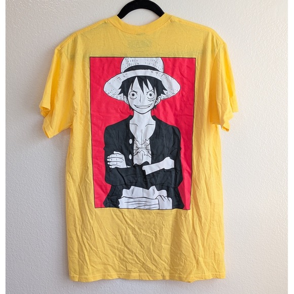 One Piece Monkey D Luffy Anime Short Sleeve Graphic T-Shirt Yellow Medium‎ - Picture 2 of 4